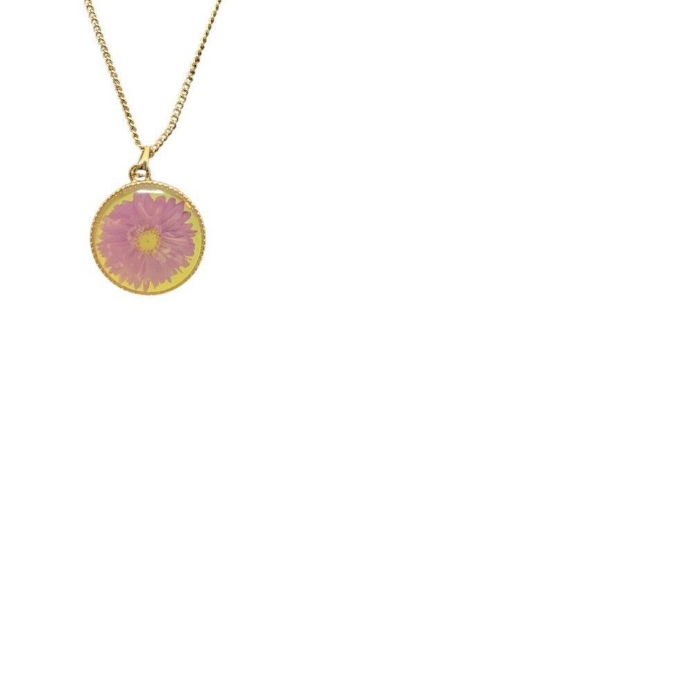 Avon Gold Tone Birth Flower Printed Pendant Necklace September (1701) - Picture 6 of 6